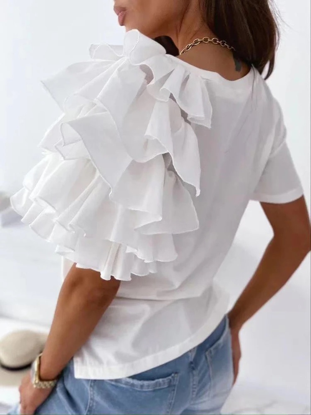 LILI SIDONIO Ruffled One-Shoulder Tee - Picture 6 of 6